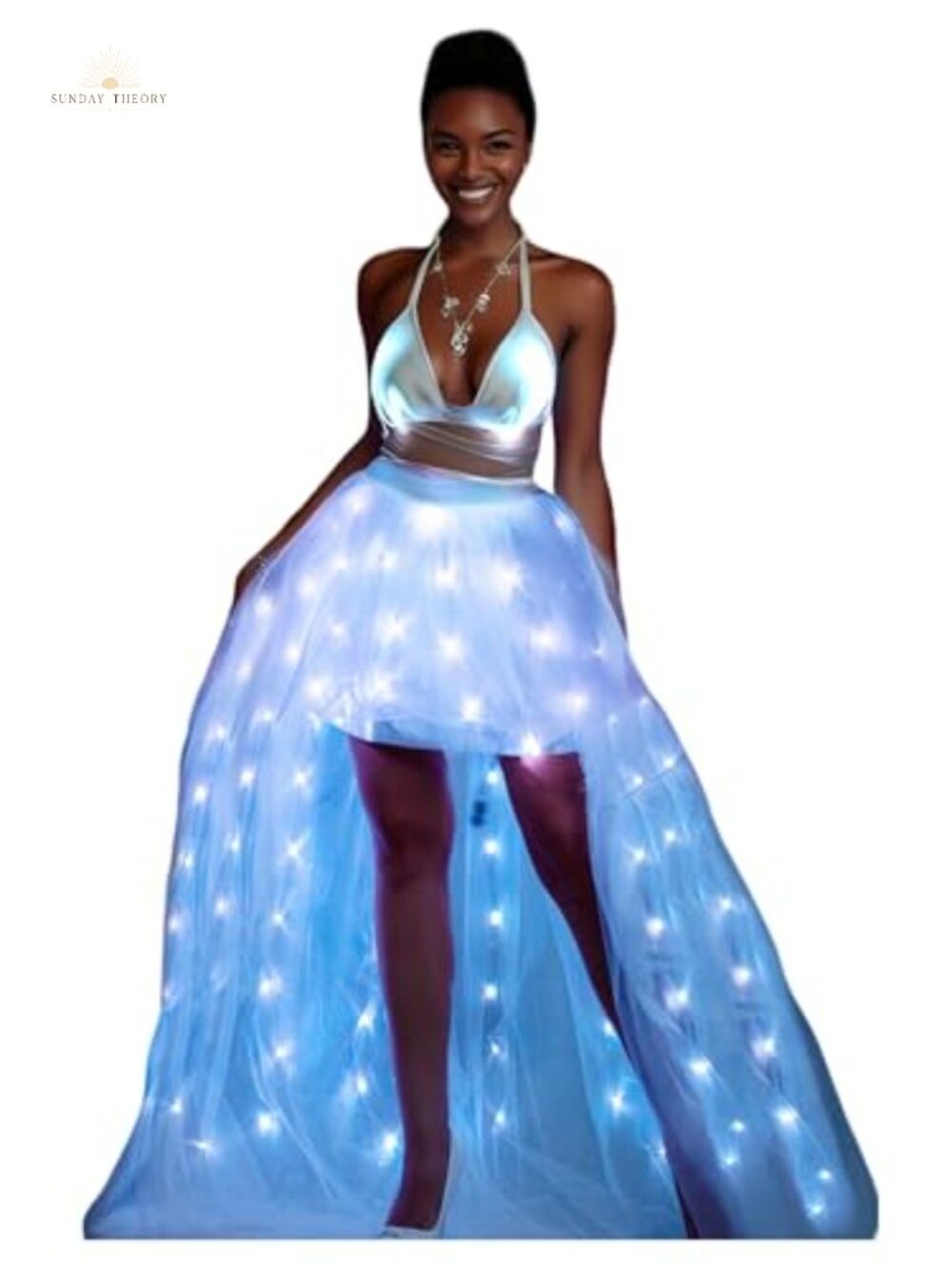 Women LED Tutu Skirt A-Line High Low Tulle Rave Costume Dance Party